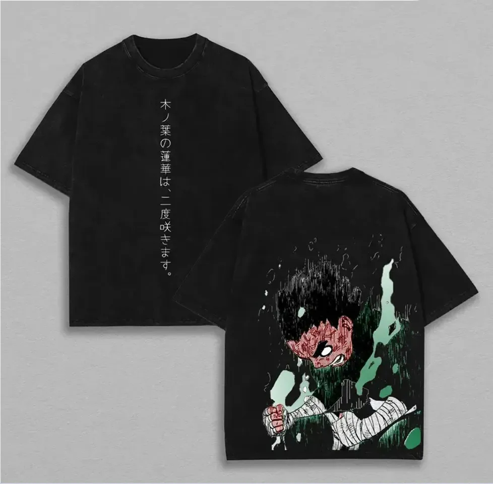 Acid Wash Vintage Graphic T Shirt - ロック・リー Tシャツ ナルト メンズ アシッドウォッシュ バックプリント