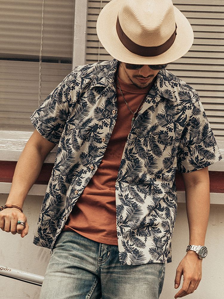 Vintage Hawaiian Floral Shirt - ファッショナブルなハワイアンシャツ メンズ 夏 半袖 ルーズ キューバカラー